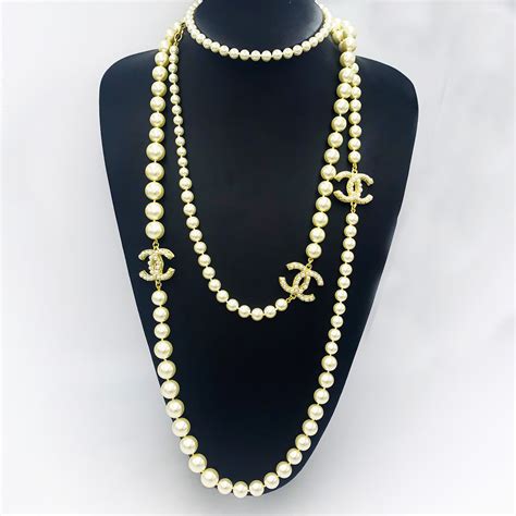 chanel long necklace with pearls|Chanel pearl necklaces for women.